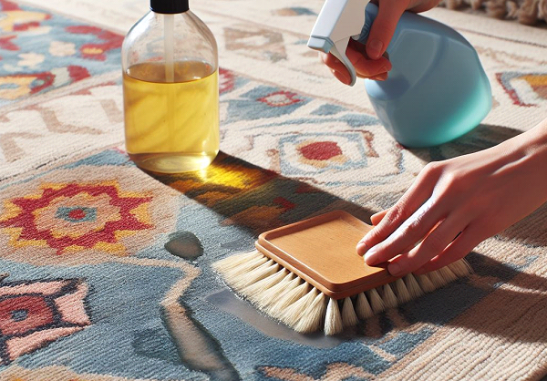 نمک و الکل پاک کردن لکه سیاه فرش کرم و روشن: